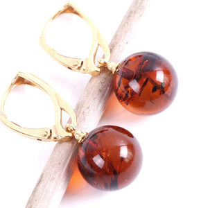Gold Sphere Drop Earrings - Amber SOS