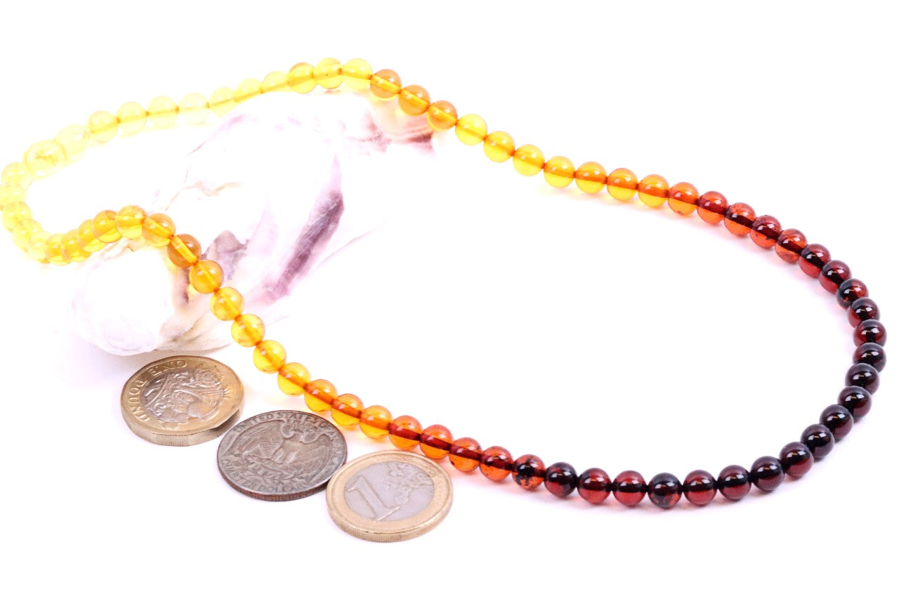 Rainbow  Perfect Round Amber Necklace