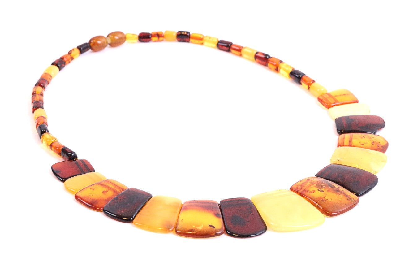 Egyptian Style Amber Necklace Flat Statement Necklace