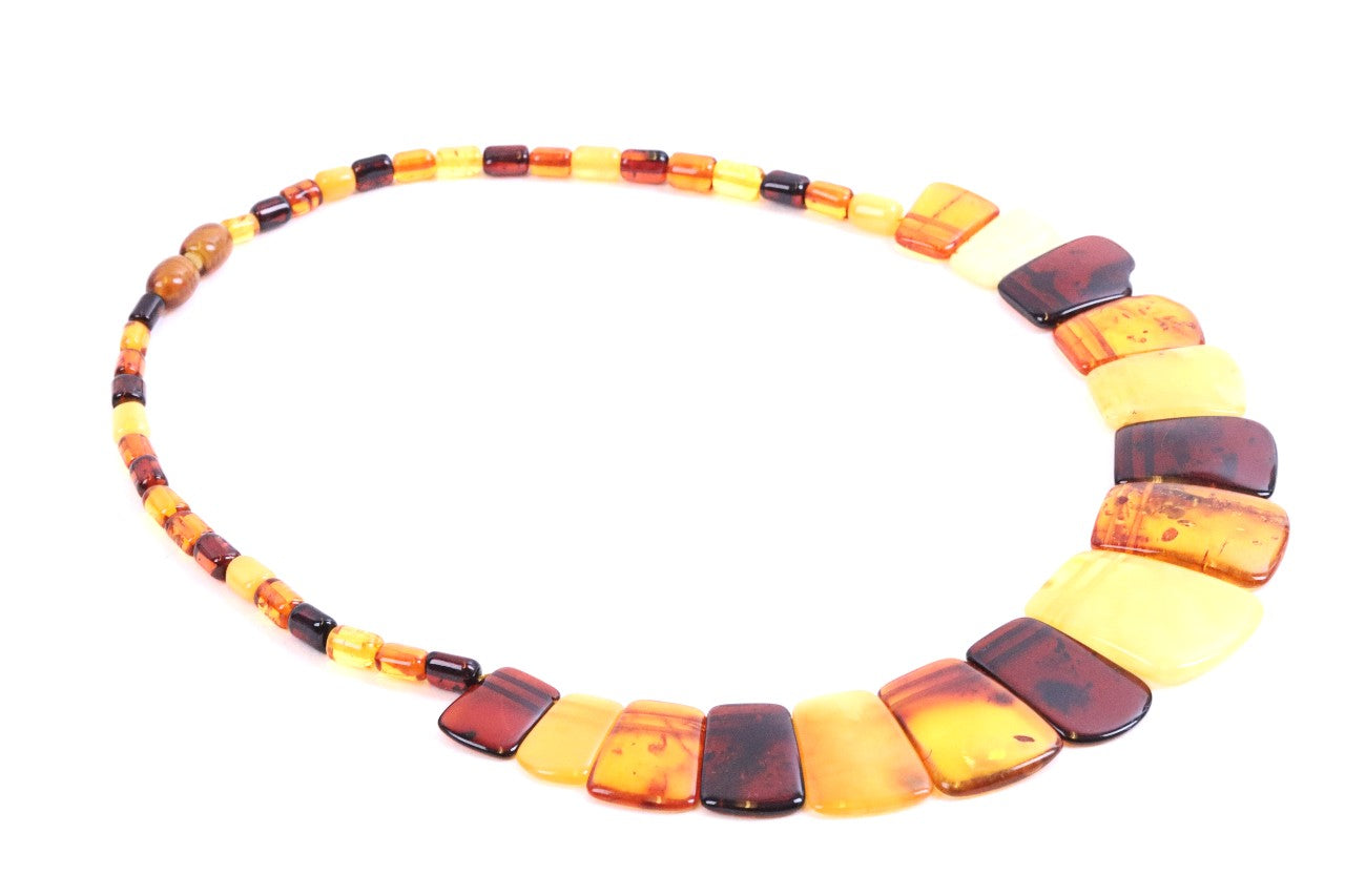 Egyptian Style Amber Necklace Flat Statement Necklace